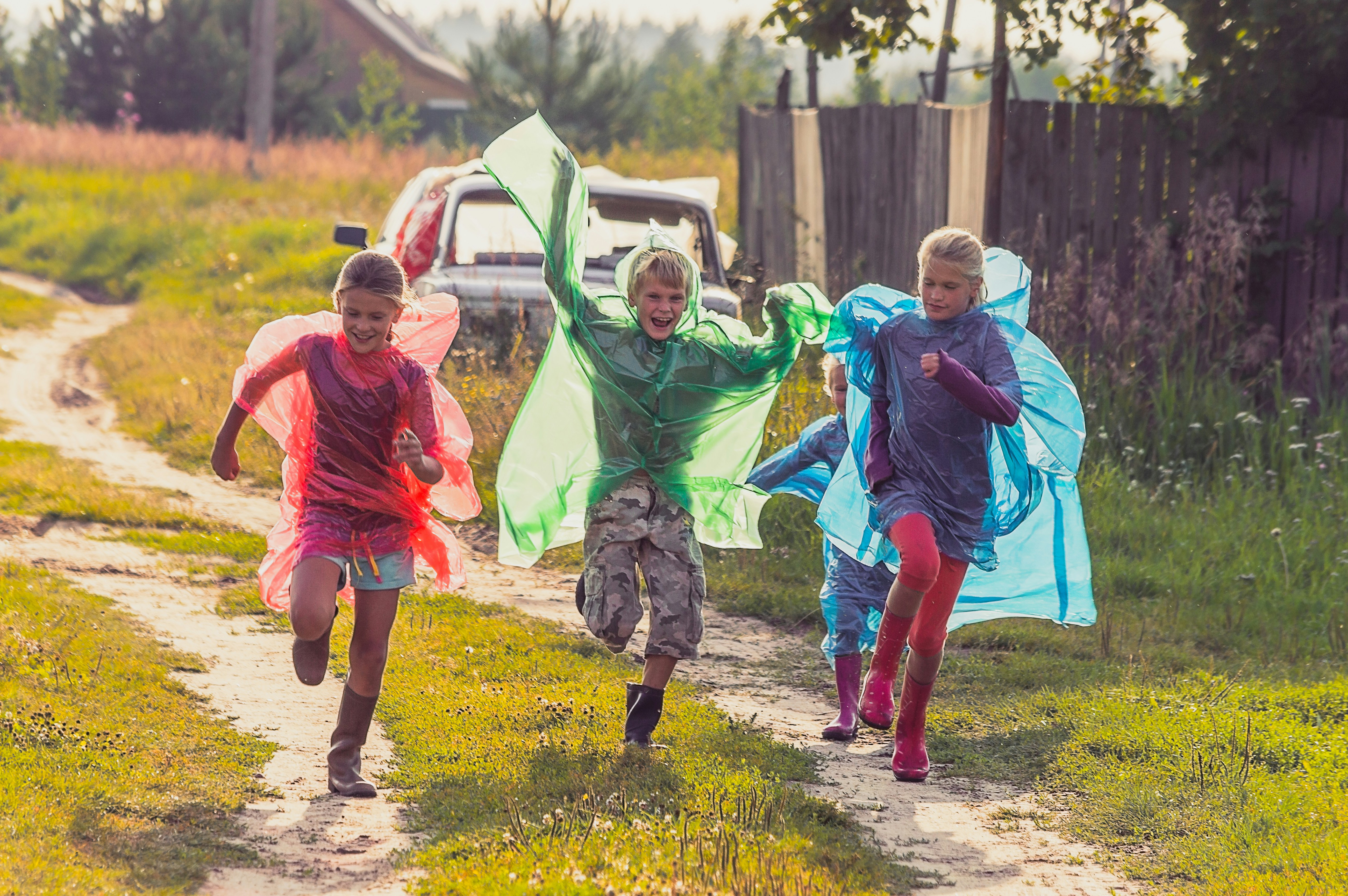 A rail of colourful, well-kept children's clothing
